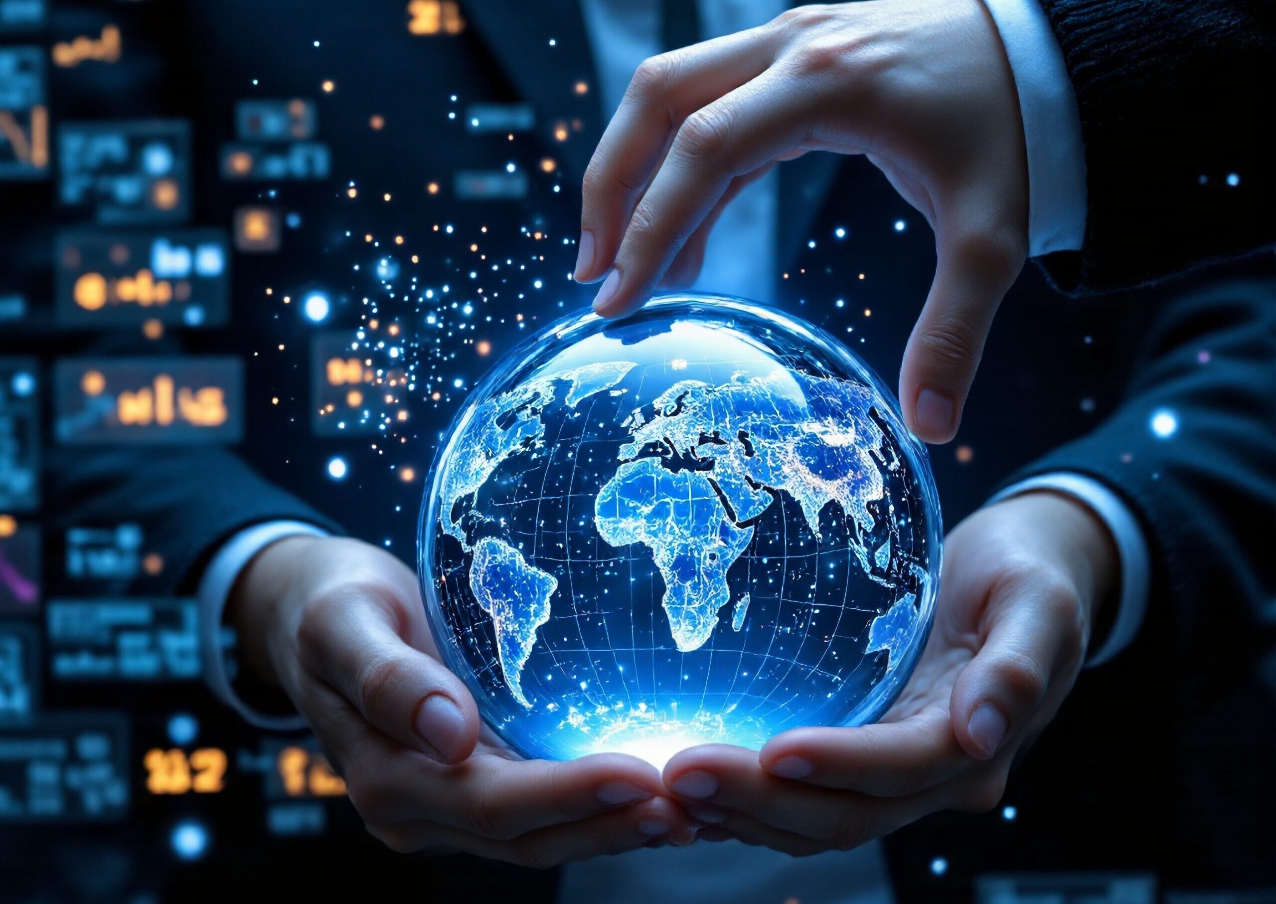 a person holding a globe in their hands